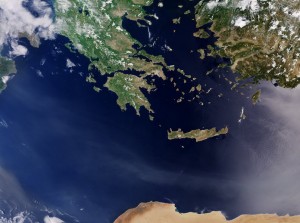 Greece from above, photo by the European Space Agency